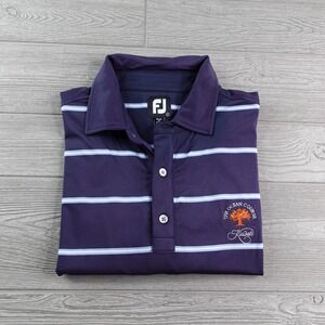 Footjoy Kiawah Island Ocean Course Golf Polo Shirt Men's Large Navy Striped